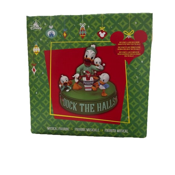 Duck The Halls Musical Figurine Holiday Cheer Disney Donald Huey Dewey Louie - Picture 1 of 4